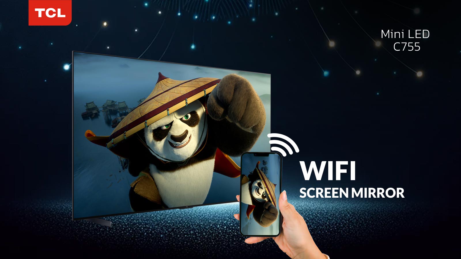 قابلیت WIFI SCREEN MIRROR در تلویزیون C755 تی سی ال